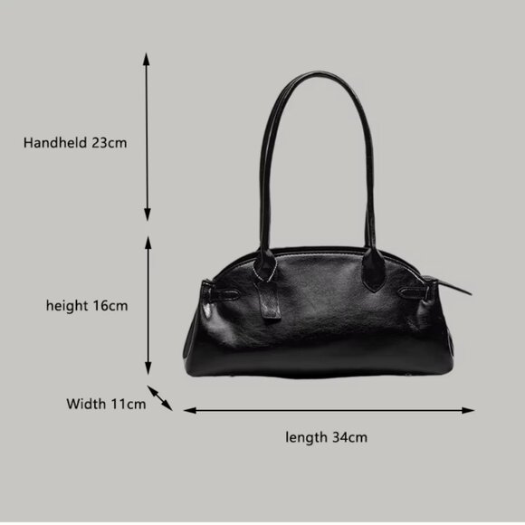 Structured PU Leather Retro Bowling Shoulder Bag - Picture 11 of 15